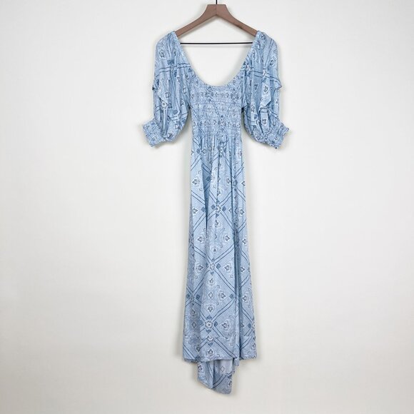 Anthropologie Omika Handmade Midi Blair Dress Puff Poof Sleeve Euro Girl Greece - Picture 8 of 15